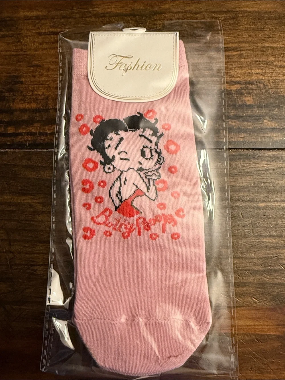 Cute Cartoon Character ‘Betty Boop’ Heart Foot Socks in Black/Pink/Teal (OS)